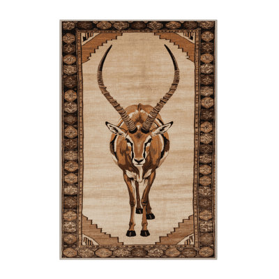 Washable Arabian Oryx Wildlife Area Rug