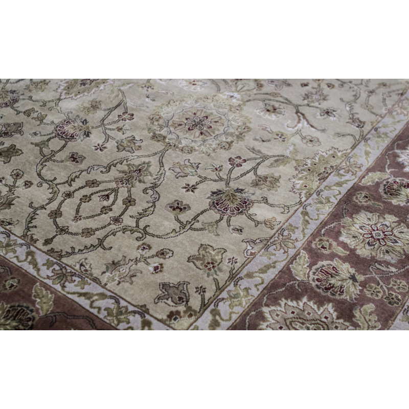 Shamas Oriental Area Rug in Cream/Purple/Green/Ivory