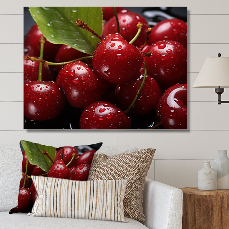 Cherry Macro Food - impressions sur toile cerise, Toile tendue, H 12 po x l 20 po x P 1 po