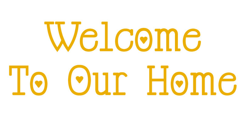 Décalcomanie murale dame de bienvenue, Jaune signalisation, H 16 po x l 48 po x P 0,01 po