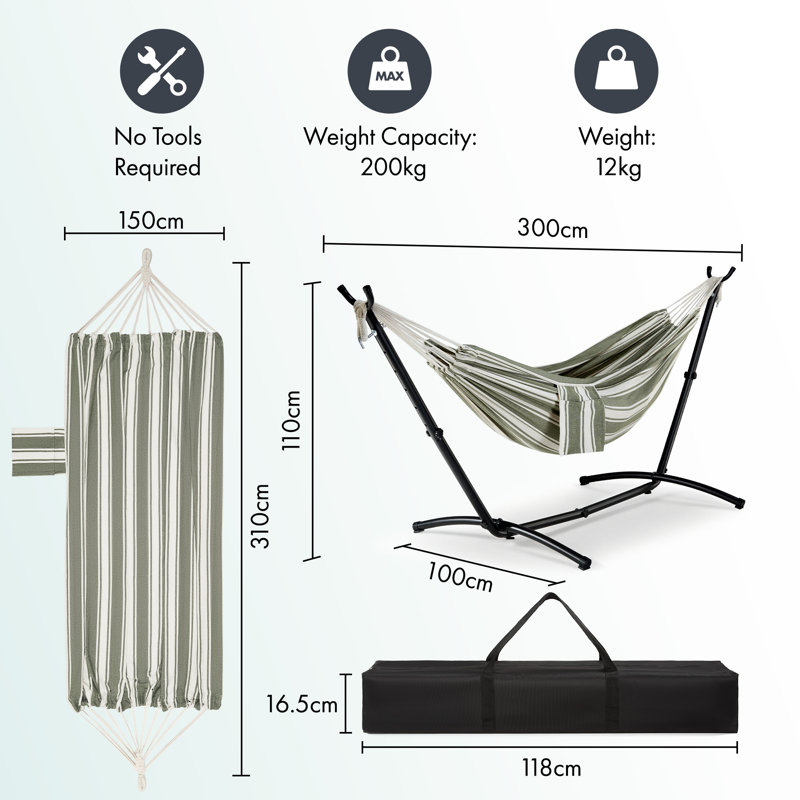2 Person Stripe Hammock with Frame