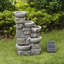 Teamson Home 27.01" 5-Tier Cascading Stone LED Outdoor Water Fountain