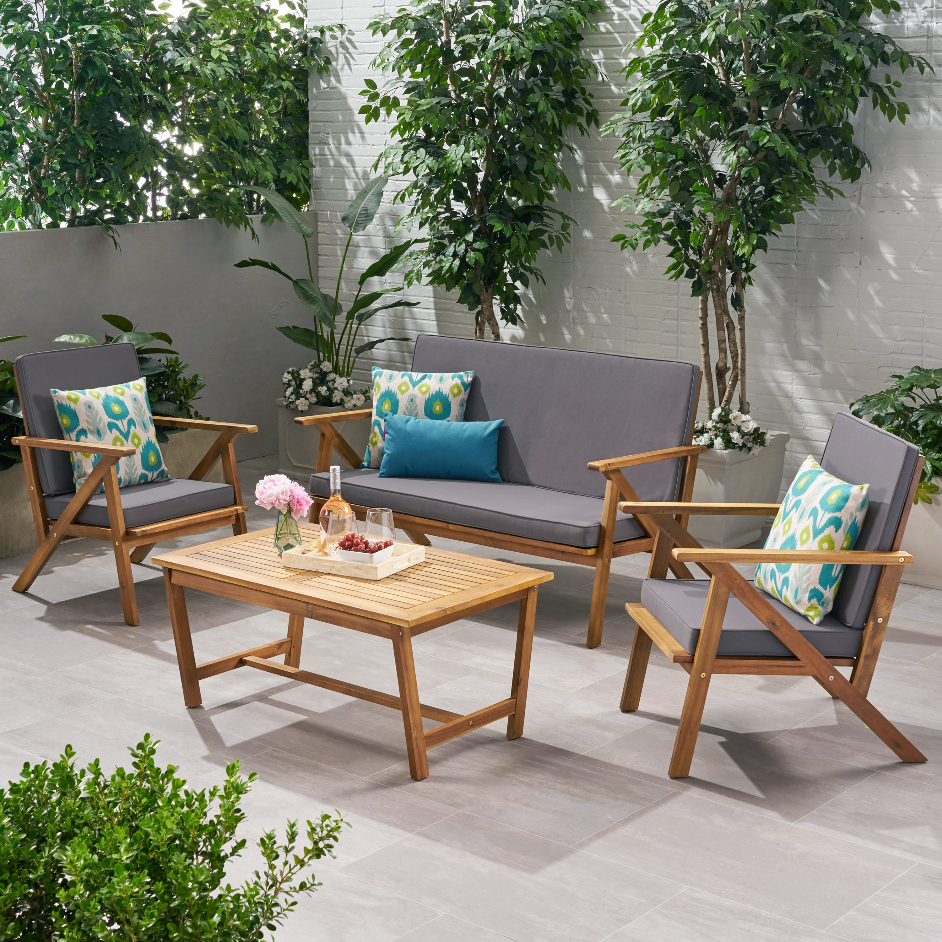 Dovecove Corder 4 - Person Outdoor Seating Group with Cushions & Reviews |  Wayfair