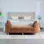 Banc de lit moderne capitonné avec accoudoirs, méridienne en chenille avec 2 coussins cylindriques-1695080536-1695080541