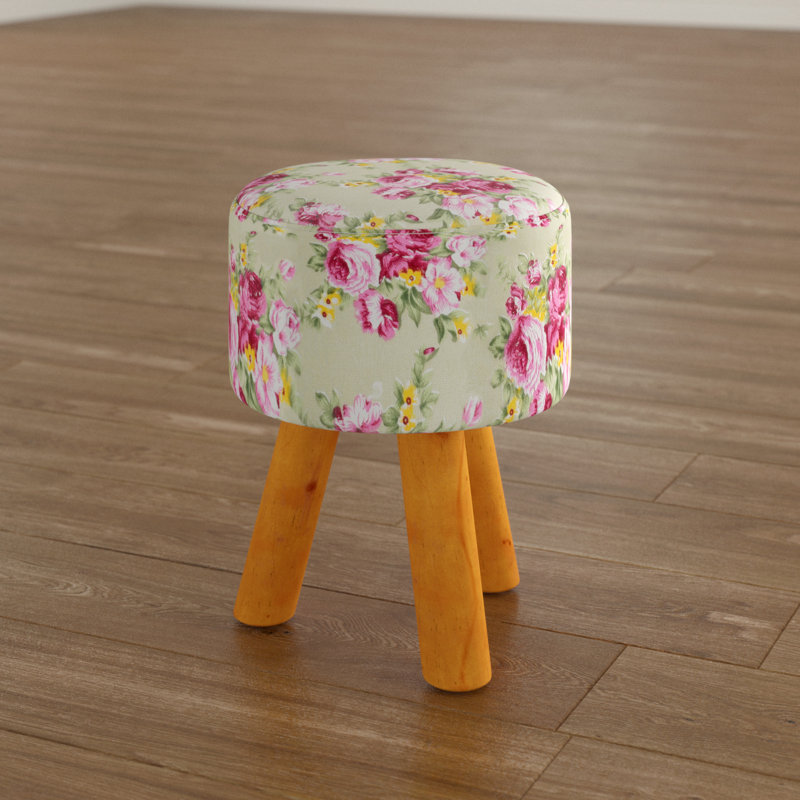 Abarca Solid Wood Accent Stool, Pink