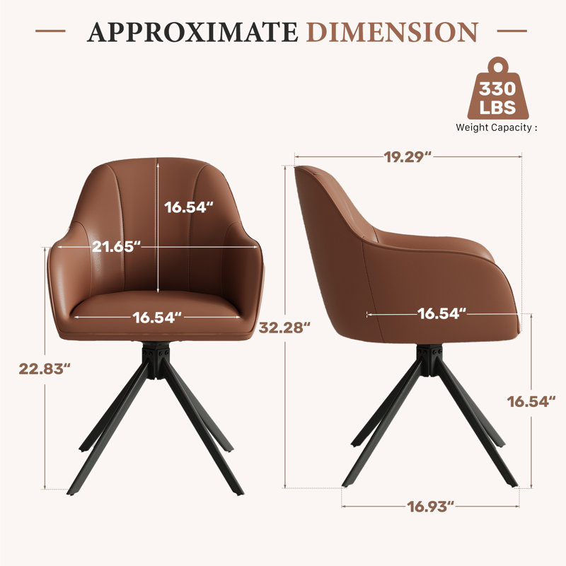Modern Dining Chairs Set, Ergonomic Back with Soft Padded Armrests, 360° Swivel Thickened Breathable Seat, Sturdy Metal Legs, Easy Assembly