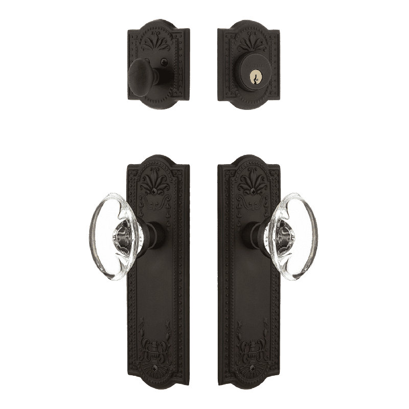 Nostalgic Warehouse Meadows Entry Set with Oval Clear Crystal Knob, Oil-Rubbed Bronze, 2.75