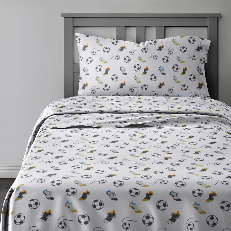 Kids Sheet Set, Soft Microfiber Bedding, Cozy & Breathable, Wrinkle Free Easy Care Bed Sheets, Soccer