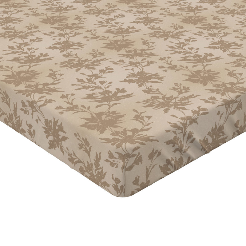 Drap-housse Ambesonne, Coquille d'œuf, taupe chaud / floral, Drap-housse simple TG