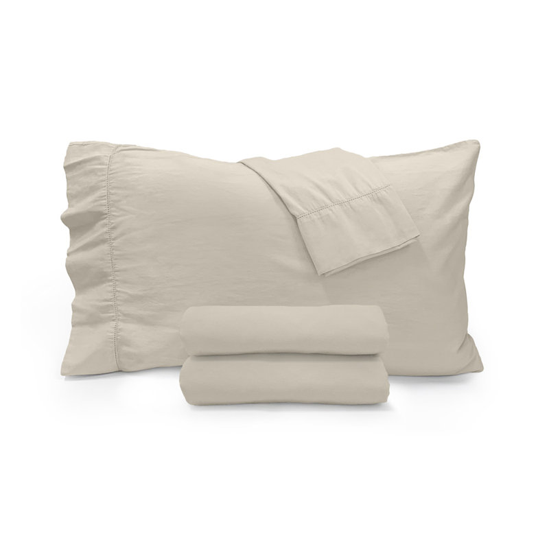 Twin Flax Linen Cotton Sateen Sheet Set