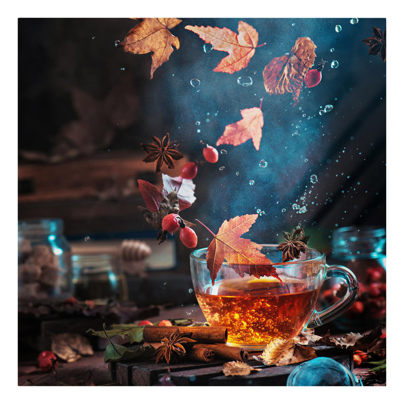 Teacup In Autumn - Wrapped Canvas Print, 76cm H x 51cm W, Canvas