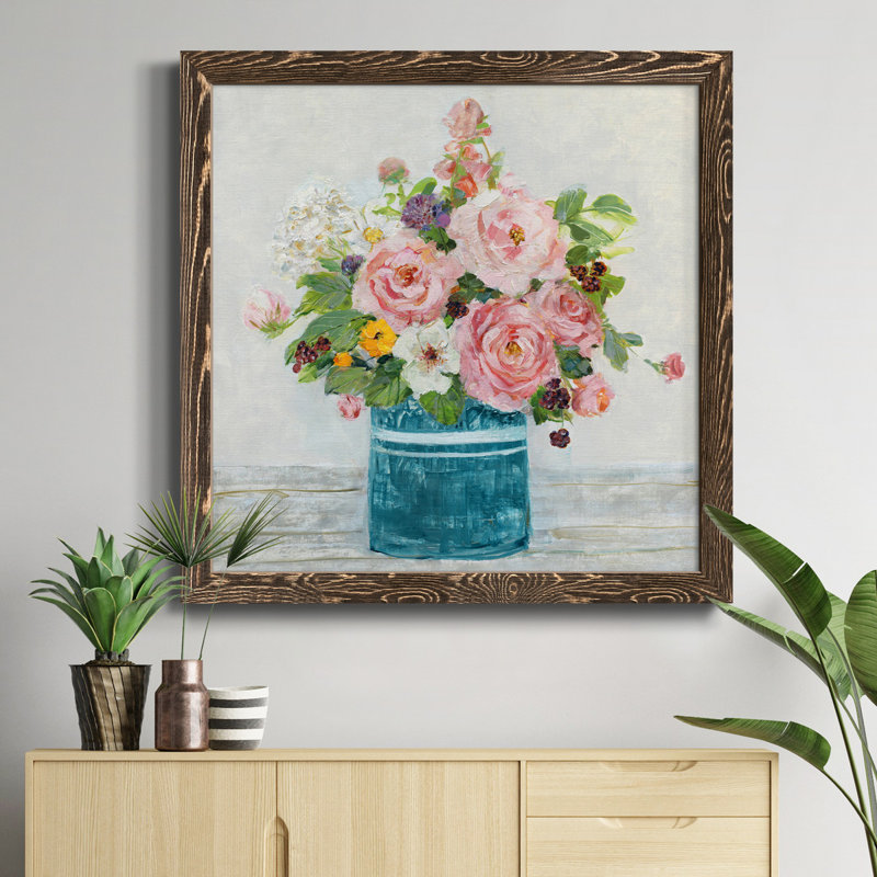 Monet Garden - Peinture sur toile encadrée, H 17 po x l 17 po x P 1,5 po, Cadre noyer