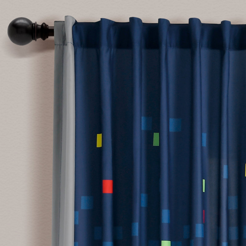 Navy Polyester Video Game Blackout Window Panels for Kids