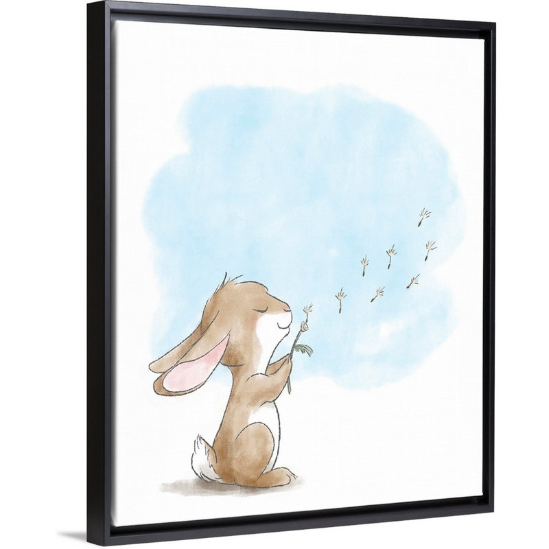 « souffleing pissenlits », impression Little Bunny, Cadre pour toile flottant noir, H 45 po x l 36 po x P 1,75po