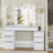 47.2'' Large Vanity Desk with a Mirror, Vanity with LED Light, Makeup Vanity with Power Strip, 8 Drawers and 8 Shelves,Simple, White