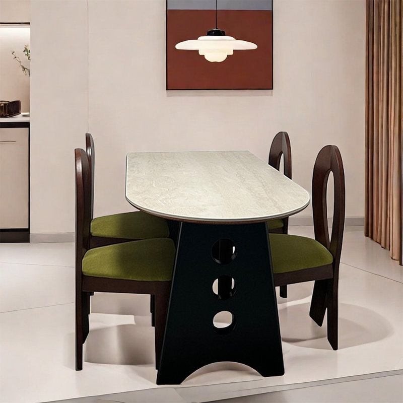Ensemble de table de salle à manger vintage en pierre frittée, H 29,5 po x L 63 po x l 31,5 po
