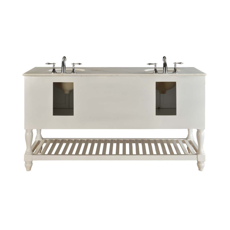Ensemble de meuble-lavabo double 70 po Cahill, Marbre blanc, Espresso