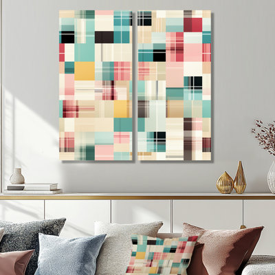 Motif rétro à carreaux pastel 2 pièces