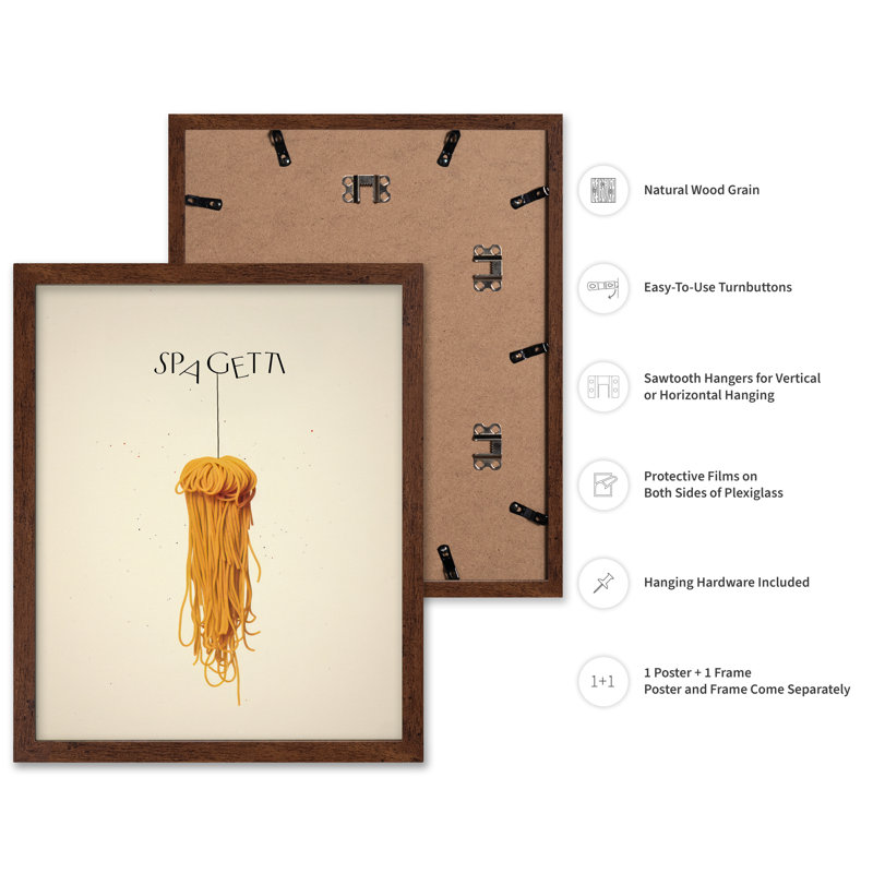 Spagetti, Poster, 08"H x 10"W, Brown Framed