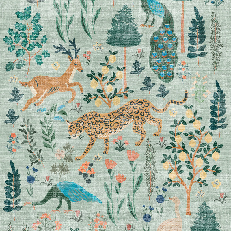 Boho Floral and Animal Print Machine Washable Area Rug, Rectangle 5' x 7'