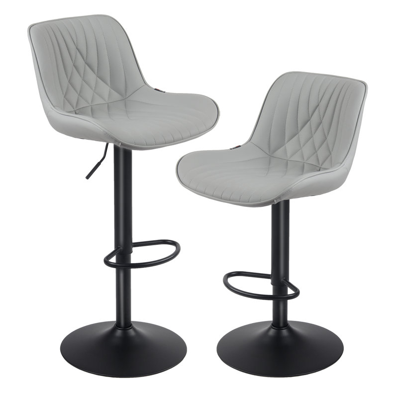 Swivel Bar Stools Modern Faux Leather Upholstered Counter Stools for Kitchen Island, Adjustable Height Stools with Footrest for Home Bar
