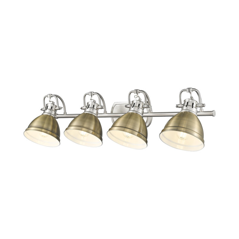 Aged Brass and Chrome 4-Light Dimmable Vanity Fixture