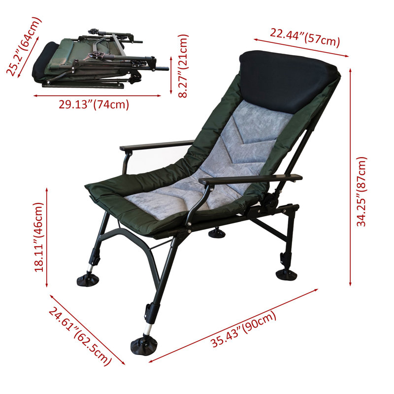 Portable Folding Recliner with Adjustable Backrest, Black/Grey
