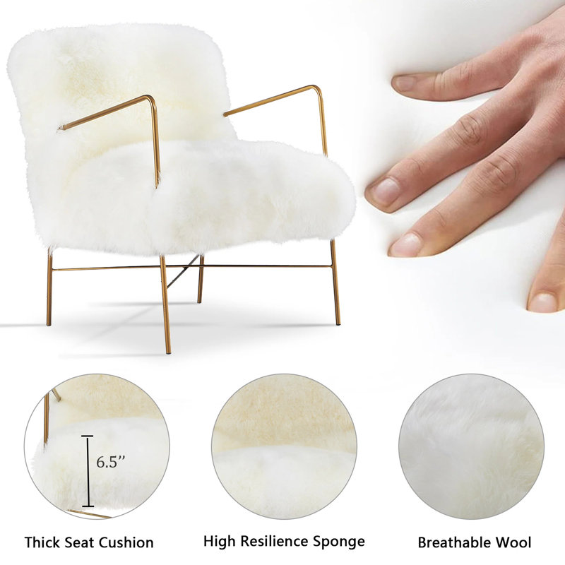 Fauteuil d'appoint rembourré en laine 24,5 po, Laine beige
