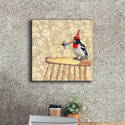 Toile épique Graffiti «My Bird Likes To Party» par Marvindale, 18 po x 18 po