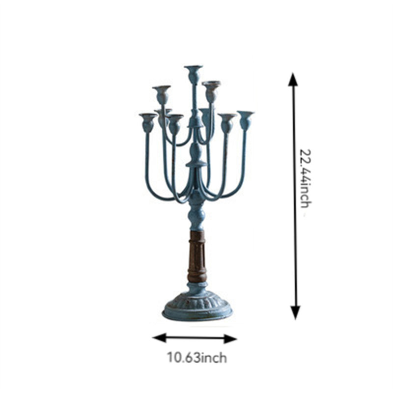 22.44'' H Metal Tabletop Candlestick, Blue