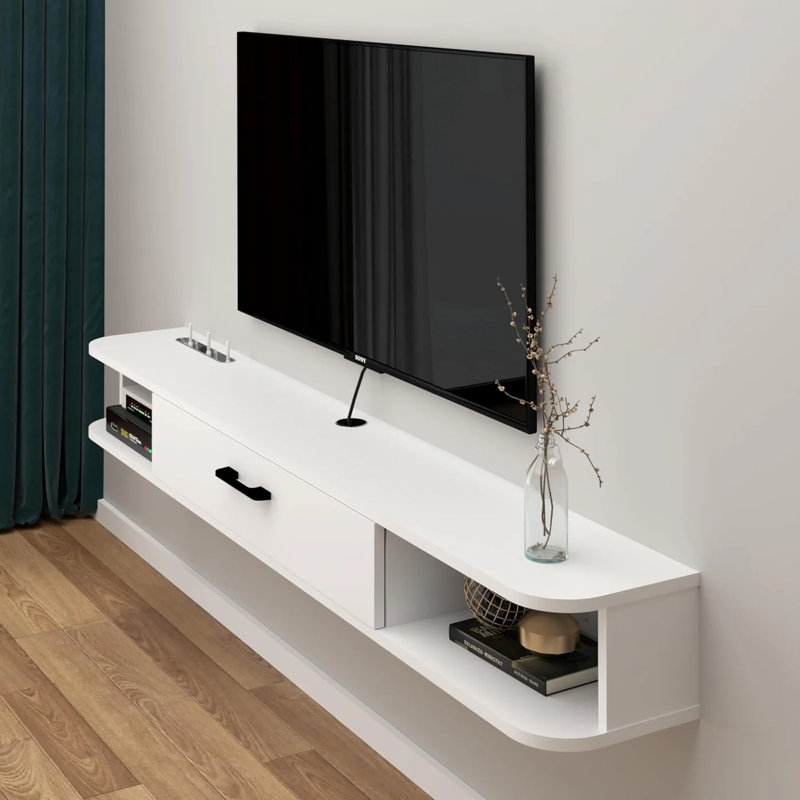 Meuble télé 78,74 po - Flanating Slim, 6.29"H x 78.74" W x 9.29" D, Blanc