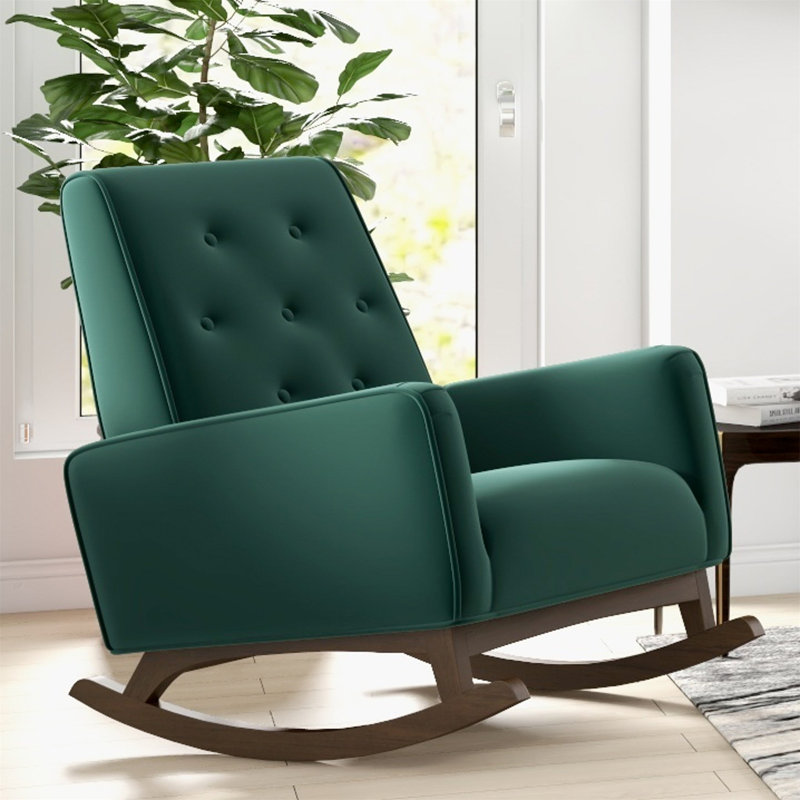 Chaise berçante en bois massif Demetrius, Vert