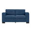 Canapé 5 places rembourré bleu, accoudoirs carrés avec porte-gobelet et rangement, salon confortable en éponge à haute densité 2 + 3 en tissu, coussins démontables avec structure en bois massif