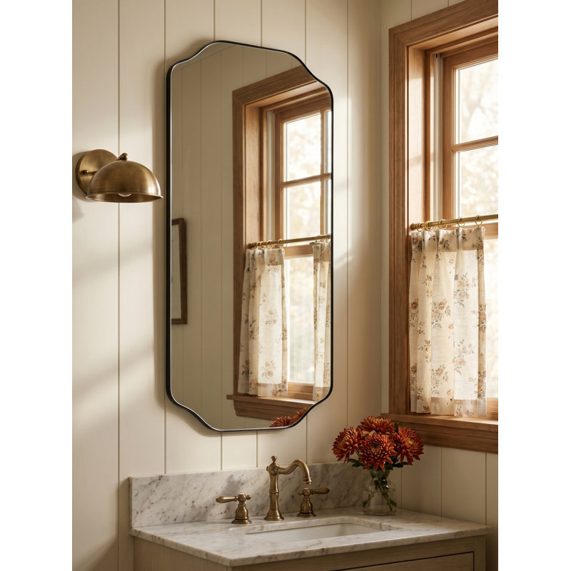 Large Henry Gold Wall Mirror, Black