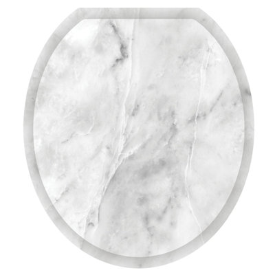 Stone Calcutta Marble Toilet Seat Decal – Toilet Tattoos Static Cling Vinyl Lid Cover Fits Round & Elongated Seats