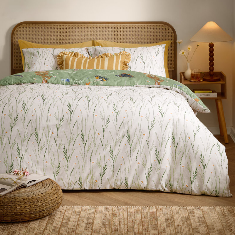 furn. Meadow Flora Cotton Blend and Cotton Floral Duvet Cover Set with Pillowcases
