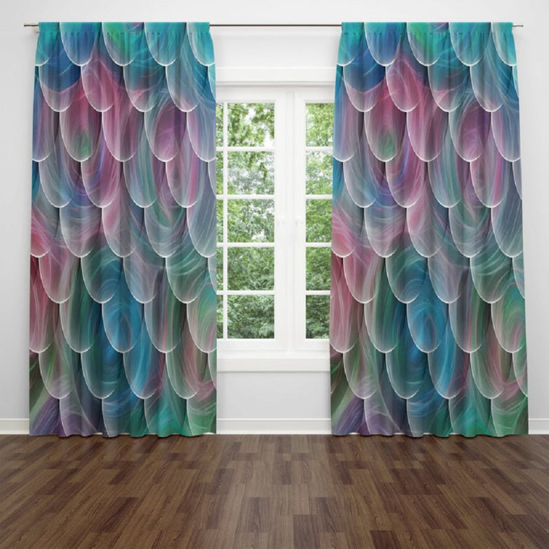 Panneaux de rideaux géométriques semi-transparents (DSQ est réglé à 2), l 56 po x L 78 po