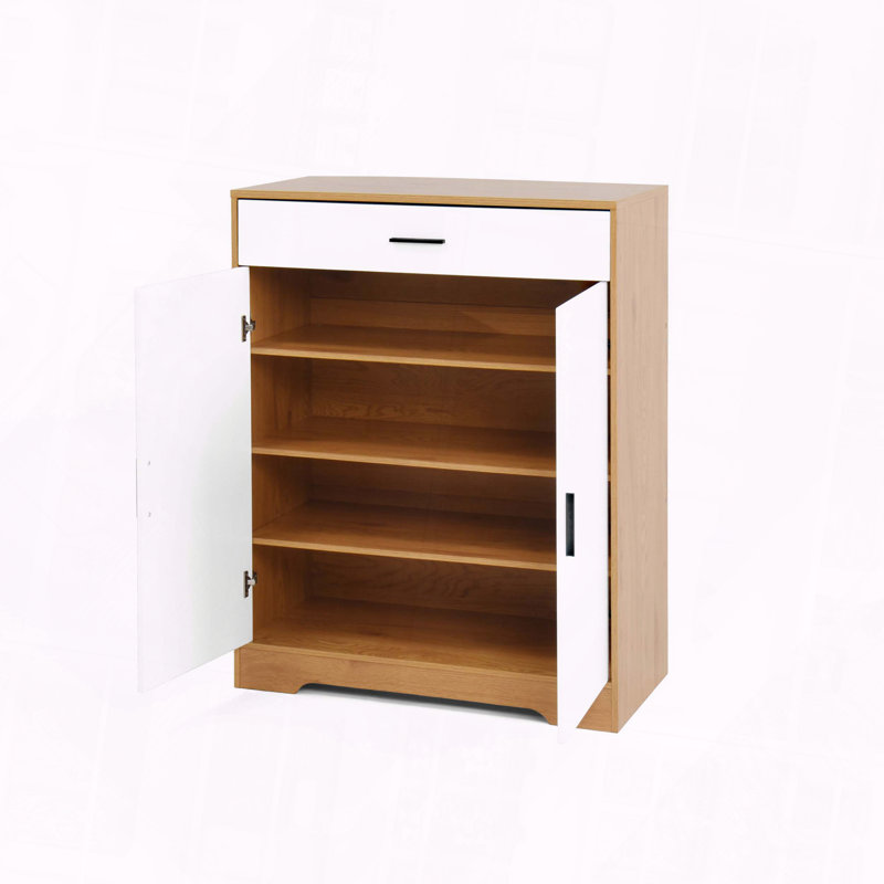 Versatile Wooden Shoe Cabinet with Adjustable Partitions and Multiple Shelves for Enhanced Organization, Natural