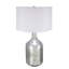 Lampe de table ronde en argent 18 x 32,2 po avec abat-jour tambour en tissu blanc - Lampe d'appoint élégante (assemblage de l'abat-jour requis)