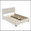 Grand lit plateforme tapissier avec lit gigogne et deux tiroirs, beige