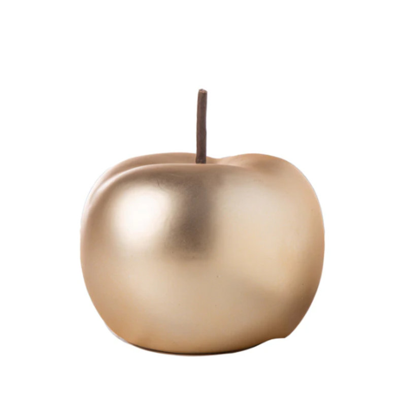 Ceramic Apple Figurine Matte Finish Gold, Gold