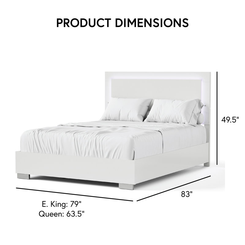 Duckworth Bedroom Set, Queen, White, 6 Pcs: Bed, 2 Nightstands, 2 Dressers, Mirror