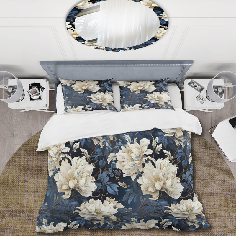 Martesha Moonlit Whispers Moody Patterns I - Ensemble de housse de couette damassé - Microfibre de polyester