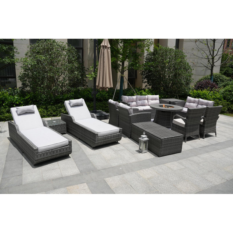Areefa 11 - Person Patio Conversation Set with Cushions, Gray
