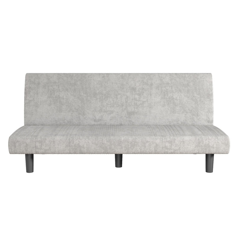 Canapé-lit sans accoudoirs de style Mid-Century Shadana Corduroy, Velours côtelé gris pâle