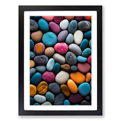 Pebbles Colour Field - Single Picture Frame Print on Wood