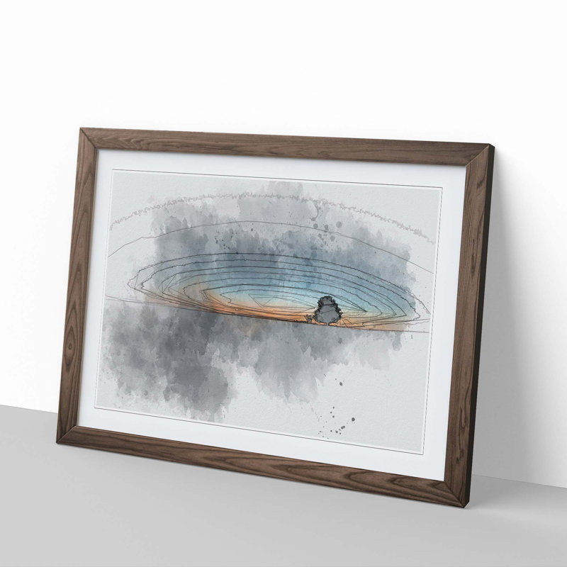 Lone Tree in Brandenburg Germany in Abstract - Picture Frame Graphic Art Print, 35cm H x 50cm W x 2cm D, Walnut