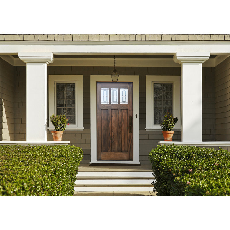 Espresso Mahogany 36'' x 80'' 3-Lite Decorative Glass Front Door