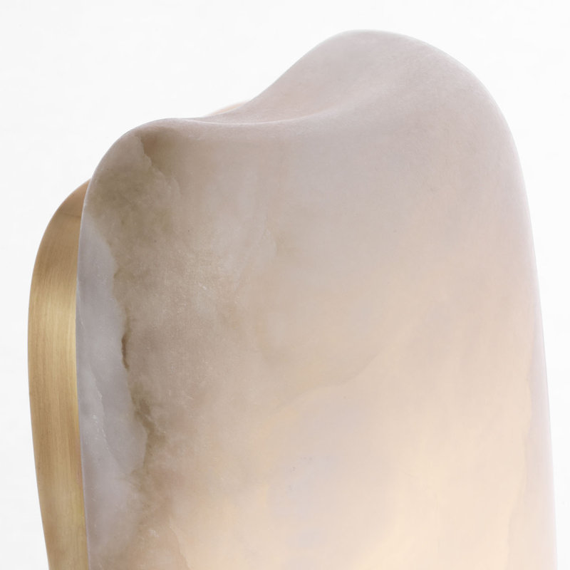 Kelly Wearstler Formosa 26" Linear Sconce, Alabaster/Antique-Burnished Brass, 19.75" H x 4.75" W x 3.25" D, 1400 W
