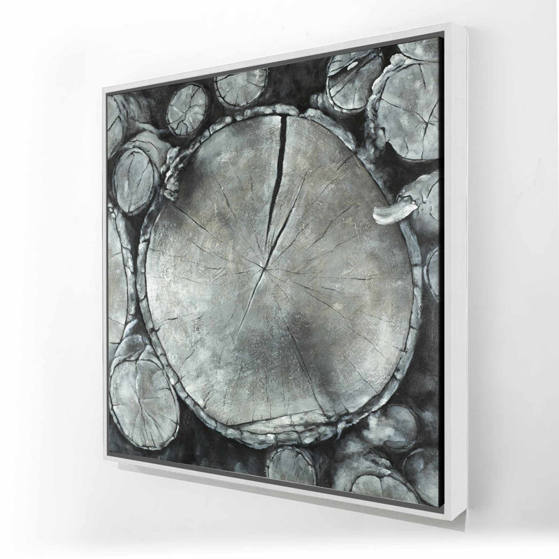 Bûches de bois empilées - décor de salon sur toile monochrome